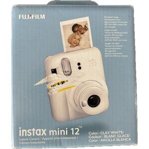 Fujifilm Instax Mini 12 Instant Film Camera Clay White Compact Portable